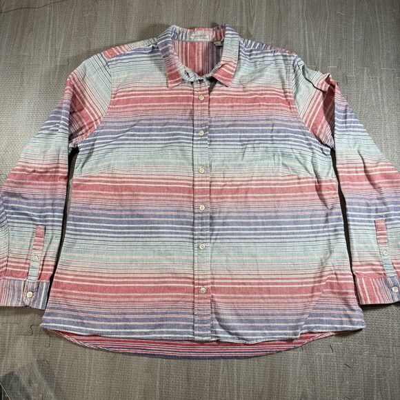 Toad & Co 100% Organic Cotton Women’s Button Down Southwestern Stripes Size XL - Picture 1 of 9